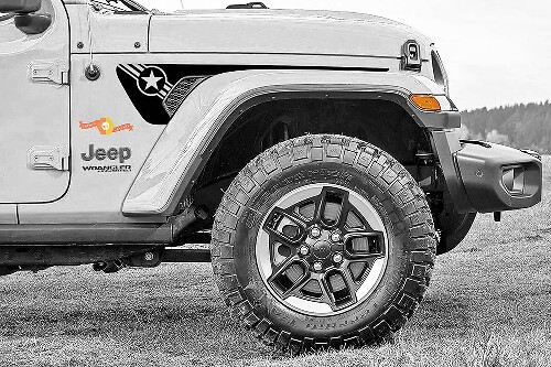 Kit decal in vinile con feritoia estesa per parafango Army Star per Jeep Gladiator Wrangler