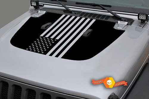 Adesivo Vinile con Bandiera USA per Cofano Jeep Gladiator JT e Wrangler JL JLU