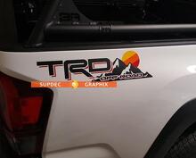 Adesivi in vinile vintage da comodino TRD Off Road Mountains Sunset 2 pezzi per Toyota Tacoma Tundra FJ Cruiser 2