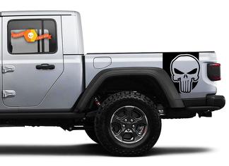 Coppia di strisce per porte laterali Jeep Gladiator Star Punisher Decalcomanie Kit strisce grafiche in vinile per il 2020-2021 per entrambi i lati
