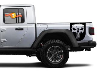 Coppia di strisce per porte laterali Jeep Gladiator Star Punisher Skull Decalcomanie Kit strisce grafiche in vinile per il 2020-2021 per entrambi i lati
