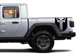 Coppia di strisce laterali Jeep Gladiator Star Punisher Skull Decalcomanie Kit strisce grafiche in vinile per il 2020-2021 per entrambi i lati
