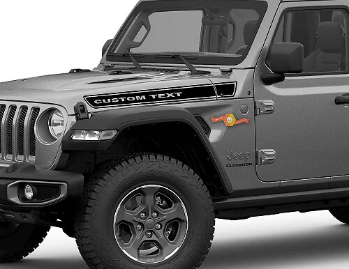 Adesivo Laterale per Cofano con Testo Personalizzato per Jeep Gladiator e Wrangler