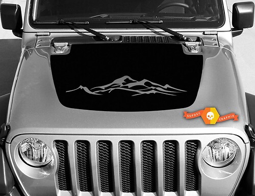 Jeep Gladiator JT Wrangler JL JLU Hood Mountains style Adesivo decalcomania in vinile Kit grafico per 2018-2021
