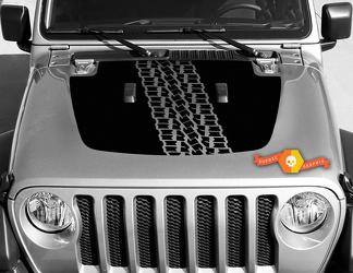 Jeep Gladiator JT Wrangler JL JLU Hood Tire Tracks stile Adesivo decalcomania in vinile Kit grafico per 2018-2021
