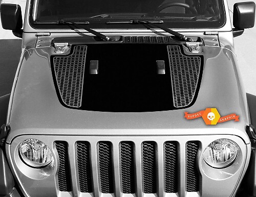 Adesivo in Vinile a Doppia Striscia a Nido d'Ape Nero Opaco per Cofano Jeep Gladiator e Wrangler
