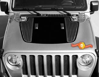 Jeep Gladiator JT Wrangler Honeycomb Split JL JLU Hood style Adesivo decalcomania in vinile Kit grafico per 2018-2021
