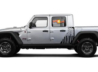 Jeep Gladiator Side Flag USA Mountains Foresta decalcomania Adesivo in vinile Factory Style Body Vinyl Graphic Stripes Kit 2018-2021
