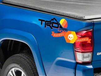 Coppia di TRD 4x4 Off Road Mountains Line Vintage Old Style Sunset Line Style Bed Side Vinyl Stickers Decal Toyota Tacoma Tundra FJ Cruiser
