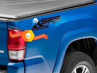 Coppia di SR5 Off Road Mountain Blue Shadows Sun Sunset JDM Style Bed Side Vinyl Stickers Decal Toyota Tacoma Tundra FJ Cruiser
