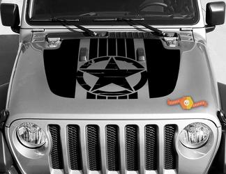 Jeep Gladiator JT Wrangler Military War Star JL JLU Hood style Adesivo decalcomania in vinile Kit grafico per 2018-2021

