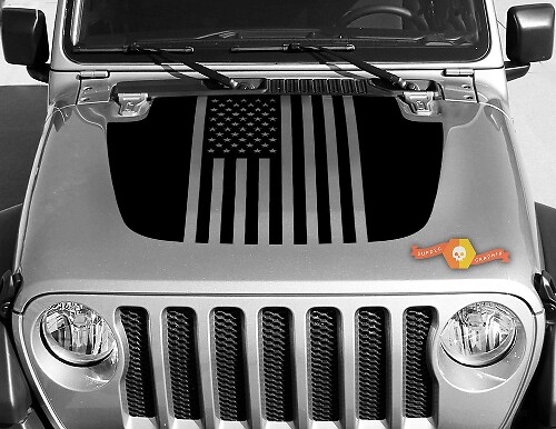 Jeep Gladiator JT Wrangler Flag USA JL JLU Hood style Adesivo decalcomania in vinile Kit grafico per 2018-2021
