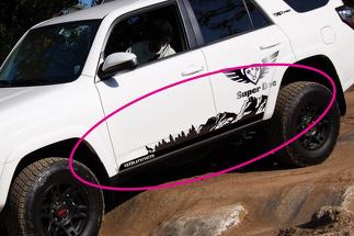 Side Mountains Trees and Wolf travel Vinyl Sticker Decal adatta a TRD PRO 4Runner 13 - ora
