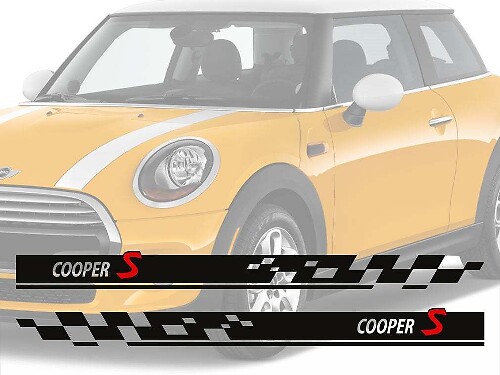 Kit Adesivi in Vinile Strisce Laterali a Scacchi Cooper S per Mini Cooper