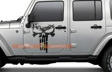 Adesivo in vinile duo con teschio Punisher consumato per porte Jeep Wrangler_2