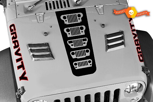 Kit di decalcomanie per cofano e fiancate Gravity Grille Evolution per Jeep Wrangler e Gladiator