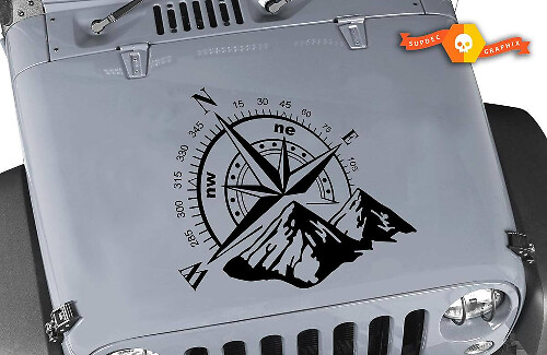 Adesivo in vinile per cofano Mountain Compass per Jeep Wrangler