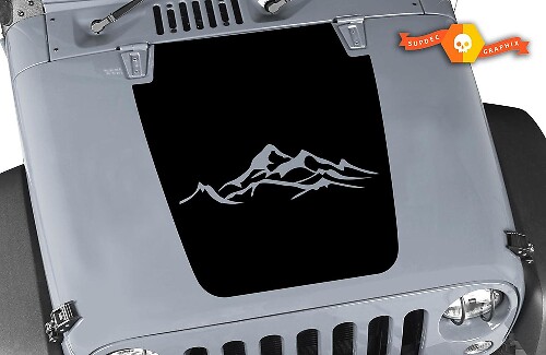 Adesivo in Vinile per Cofano Stile Montagne Nero Opaco per Jeep Wrangler