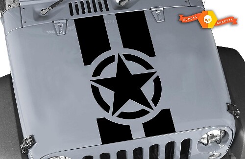 Kit di Adesivi in Vinile con Strisce Militari per Cofano per Jeep Wrangler