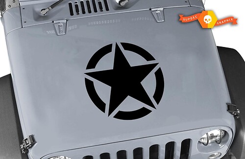 Jeep Hood Oscar Mike Military Star Jeep Black Out Hood 3 pezzi Qualsiasi colore adesivo JK LJ TJ 2007-2018
