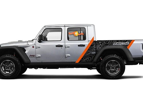 Jeep 2 Side Pro-Line 2020 Jeep Gladiator Mappa Topografica 2 Colori Adesivo JK LJ TJ 2007-2018

