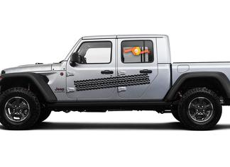 Jeep Gladiator Side JT Extra Large Side Tire Track Style Adesivo decalcomania in vinile Kit grafico per 2018-2021

