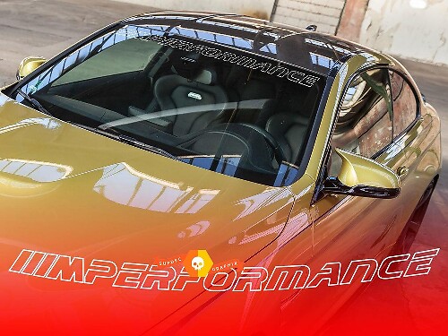 Adesivo in vinile con scritta contorno M Performance per parabrezza BMW