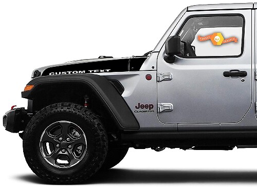 Coppia di Jeep Wrangler Gladiator JT JL JLU Rubicon Hood Testo personalizzato Lancia Adesivo in vinile Decalcomania grafica kit per il 2018-2021 per entrambi i lati

