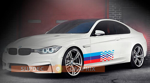 Adesivo Laterale in Vinile con Bandiera a Scacchi Stile M per BMW M2