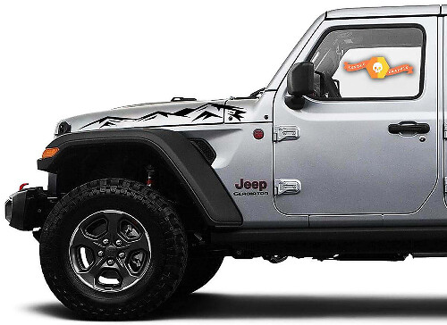 Coppia di Adesivi Laterali in Vinile per Cofano per Jeep Wrangler e Gladiator