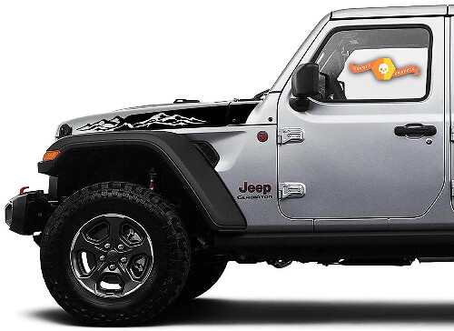 Coppia di Jeep Wrangler Gladiator JT JL JLU Rubicon Stylish Hood Mountains Vinile adesivo decalcomania kit grafico per il 2018-2021

