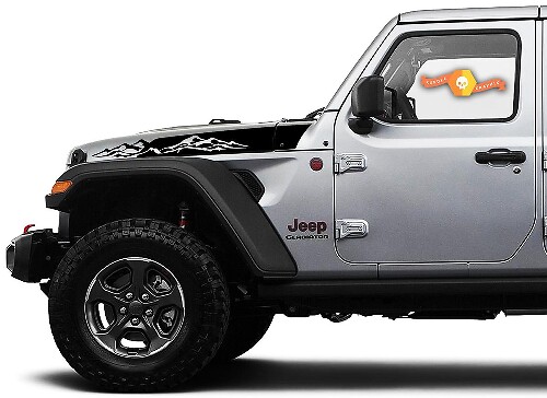 Coppia di Jeep Wrangler Gladiator JT JL JLU Rubicon Stylish Hood Mountains Vinile adesivo decalcomania kit grafico per il 2018-2021
