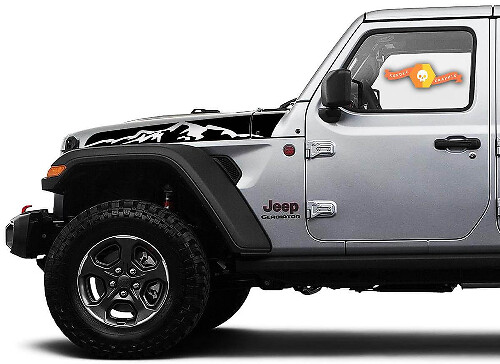 Set di Adesivi in Vinile Strisce Cofano Stile Montagne per Jeep Wrangler Gladiator Rubicon