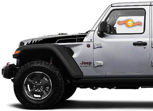 Kit Adesivi in Vinile Strisce Cofano Stile Montagne per Jeep Wrangler Gladiator Rubicon