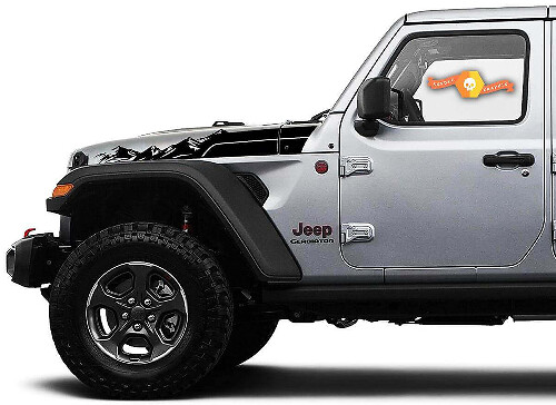 Kit adesivi in vinile a strisce per cofano montagna per Jeep Wrangler Gladiator Rubicon