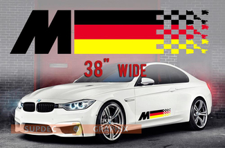 BMW Bandiera tedesca M colori Bandiera per BMW qualsiasi modello adesivo in vinile 2 pezzi M4 M5 M6 M2 M340i 440i
