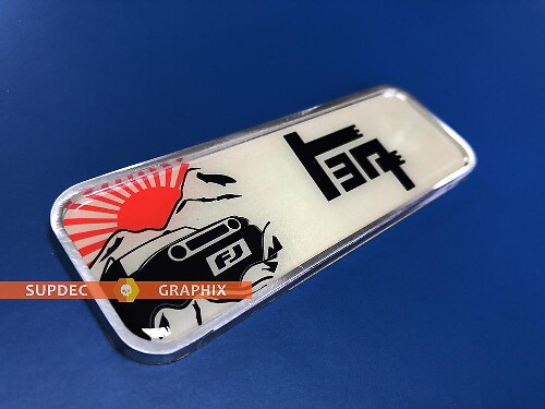 TEQ FJ Cruiser Rising Sun Emblema Laterale Bombato 3D in Alluminio