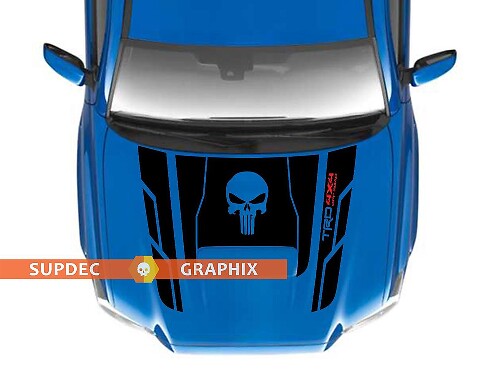 Adesivo in vinile con teschio Punisher TRD 4x4 per cofano Toyota Tacoma 2016-2020