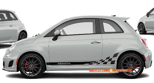 Fiat 500 ABARTH Logo Bandiera a Scacchi Adesivo Decalcomania Grafica laterale a strisce
