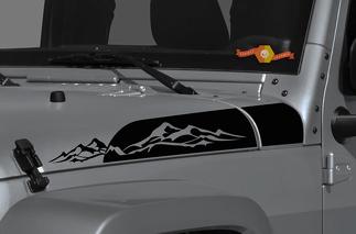 Jeep Wrangler Gladiator JT JL JLU Rubicon Hood Mountains Vinyl Decal Graphic kit per 2018 2021
