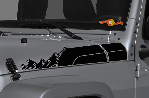 Kit di Adesivi in Vinile per Strisce Laterali Cappuccio Mountain Style per Jeep Wrangler Gladiator