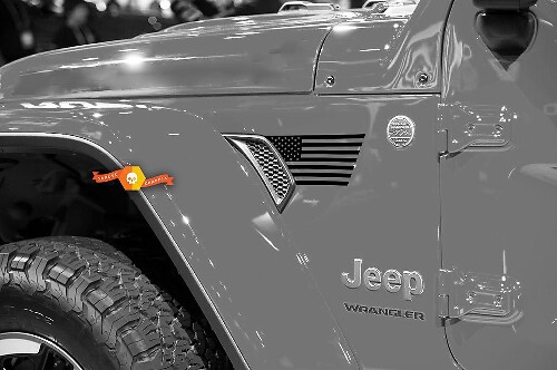 Coppia di Jeep Wrangler 2018 JLU Jeep Fender USA Flag Vent Accent 2pc Vinile Adesivo Decalcomania Kit grafico per il 2018-2021 per entrambi i lati
