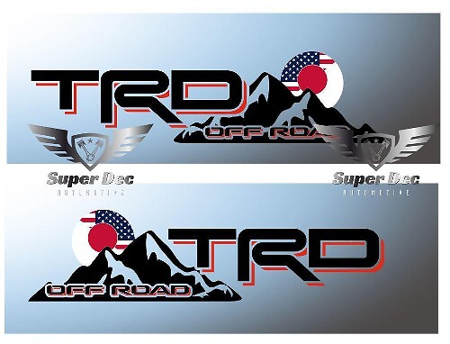 Adesivo decalcomania TRD Off Road US vs Japan Flag Style adatto a Tacoma Tundra FJ Cruiser 4Runner
