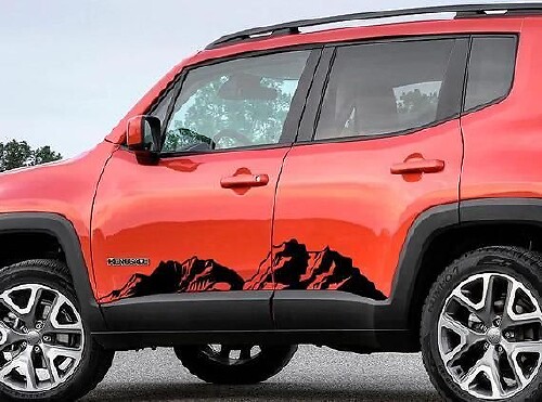 Jeep Renegade Nuove decalcomanie per pannello Rocker Mountains Adesivo in vinile
