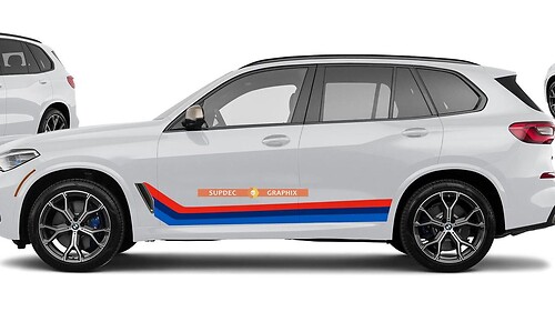 M Colori strisce in vinile per BMW X5 M50 G05 Stile monocromatico e tedesco a tua scelta
