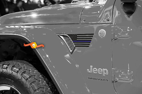 Adesivo in Vinile Bandiera USA Linea Blu per Alette Parafango Jeep Wrangler 2018-2021