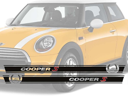 Kit di adesivi in vinile a strisce laterali stile Cooper S AC Schnitzer per Mini Cooper
