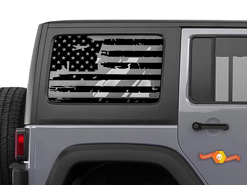 Adesivo in vinile per finestrino posteriore con bandiera USA sbiadita per Jeep Wrangler