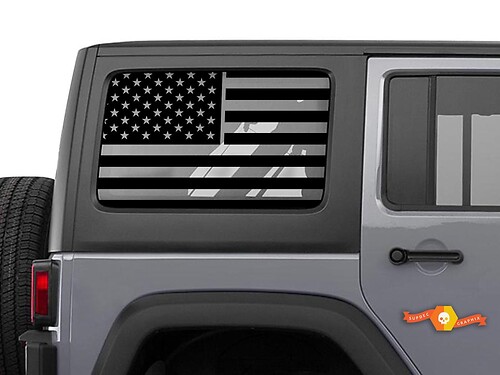 Adesivo in vinile per finestra laterale del tetto rigido con bandiera americana per Jeep Wrangler