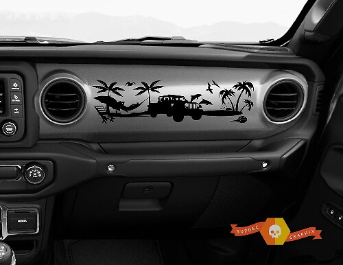 Adesivo in Vinile con Scena sulla Spiaggia per Cruscotto Jeep JT Rubicon Gladiator